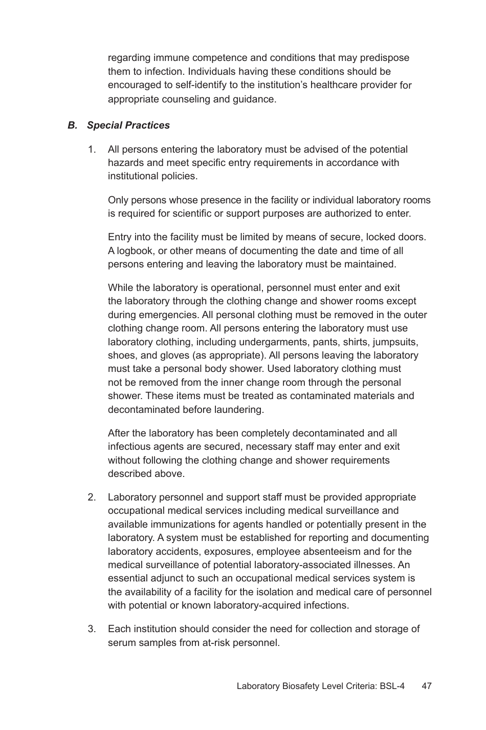 Biosafety in Microbiological and Biomedical Laboratories: Section IV - Laboratory Biosafety Level Criteria, Page 18