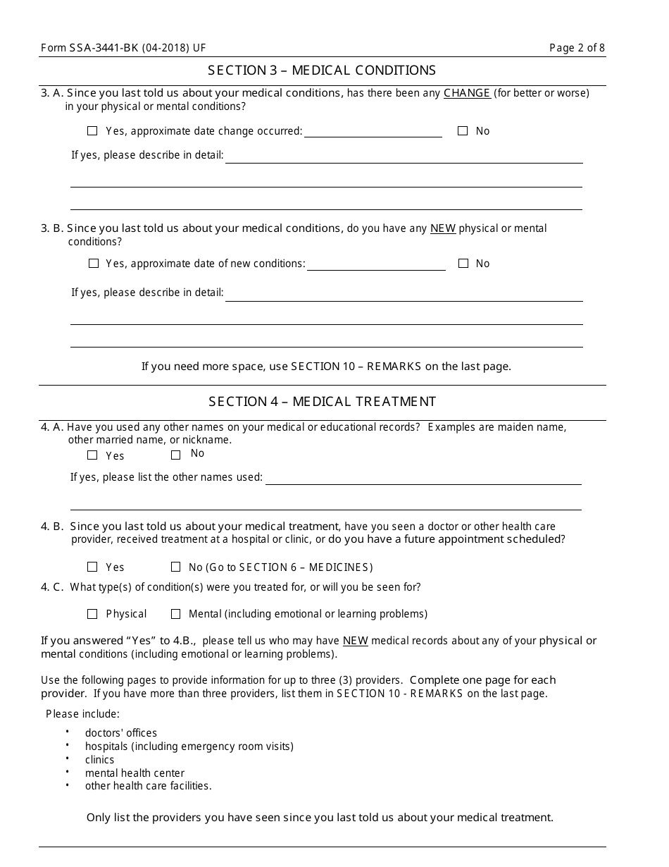 Form SSA-3441-BK - Fill Out, Sign Online and Download Fillable PDF ...