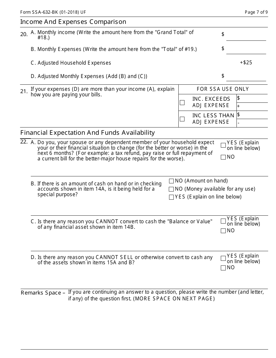 Form SSA632BK Fill Out, Sign Online and Download Fillable PDF