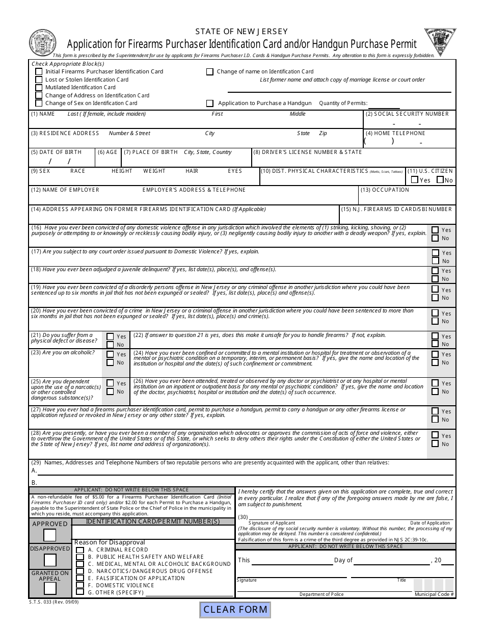 Nj Firearms Id Card Registration