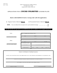 Document preview: Form MVR-27DU Application for a Ducks Unlimited License Plate - North Carolina
