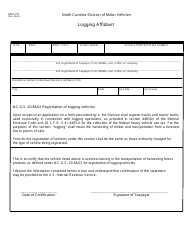 Document preview: Form MVR-170 Logging Affidavit - North Carolina