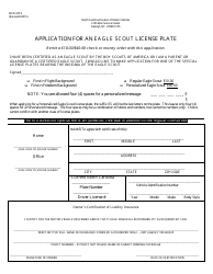 Document preview: Form MVR-27ES Application for an Eagle Scout License Plate - North Carolina