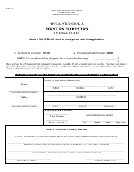 Document preview: Form MVR-27FF Application for a First in Forestry License Plate - North Carolina