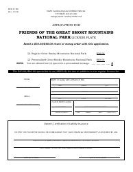Document preview: Form MVR-27 SM Application for Friends of the Great Smoky Mountains National Park License Plate - North Carolina
