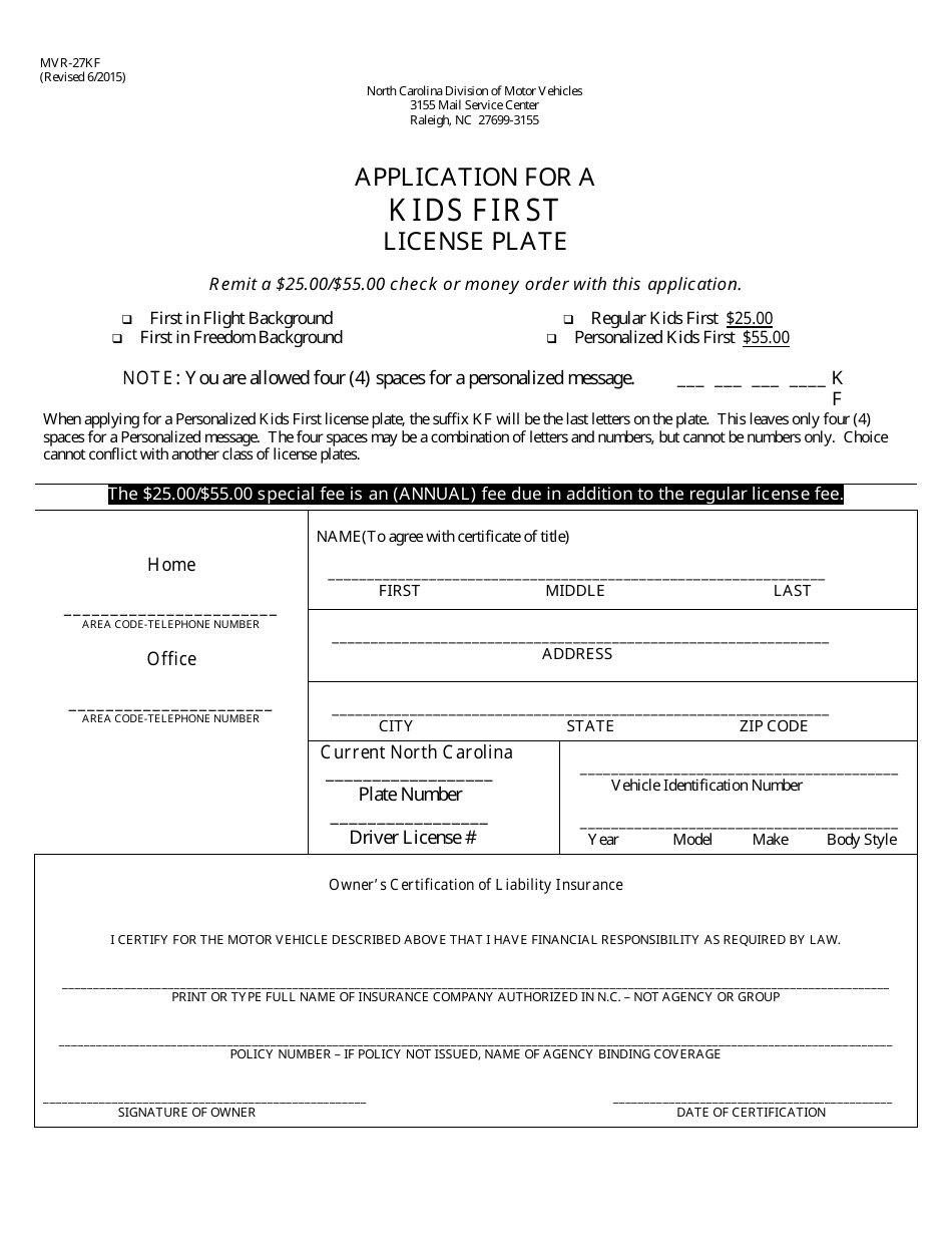 Form MVR-27KF - Fill Out, Sign Online and Download Printable PDF, North ...