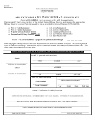 Document preview: Form MVR-27R Application for a Military Reserve License Plate - North Carolina