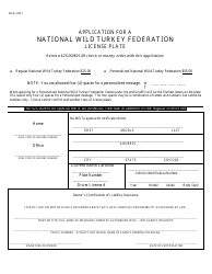 Document preview: Form MVR-27WT Application for a National Wild Turkey Federation License Plate - North Carolina