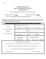 Document preview: Form MVR-27BT Application for a Native Brook Trout License Plate - North Carolina