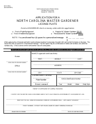 Document preview: Form MVR-27MG Application for a North Carolina Master Gardener License Plate - North Carolina