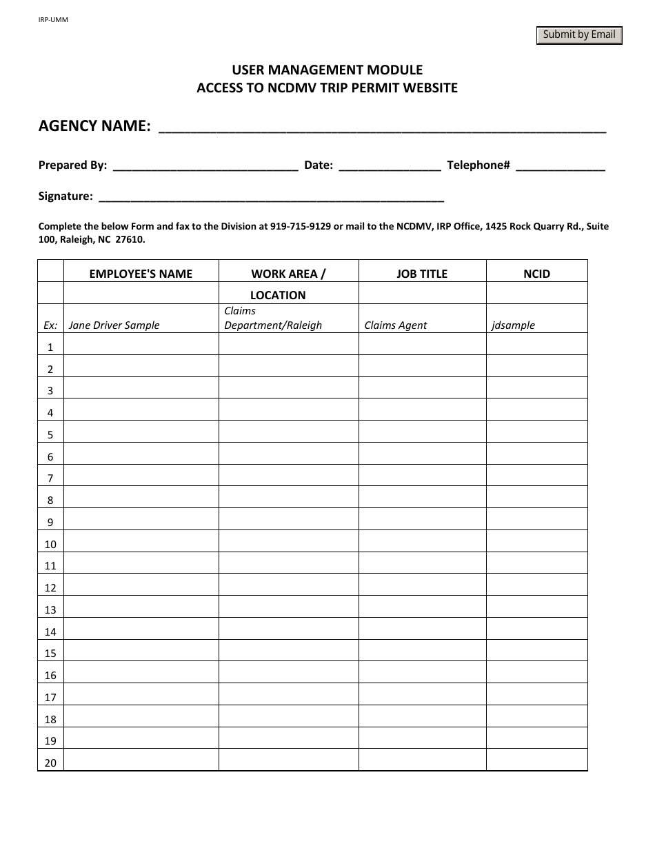 Form IRP-UMM - Fill Out, Sign Online and Download Fillable PDF, North ...