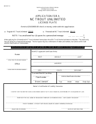 Document preview: Form MVR-27TU Application for a Nc Trout Unlimited License Plate - North Carolina