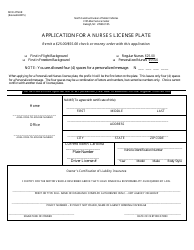Document preview: Form MVR-27NUR Application for a Nurses License Plate - North Carolina