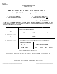 Document preview: Form MVR-27OG Application for an Olympic Games License Plate - North Carolina