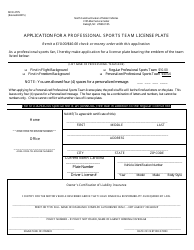 Document preview: Form MVR-27PS Application for a Professional Sports Team License Plate - North Carolina