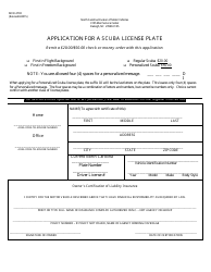 Document preview: Form MVR-27DI Application for a Scuba License Plate - North Carolina