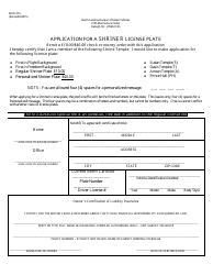 Document preview: Form MVR-27S Application for a Shriner License Plate - North Carolina