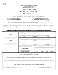 Document preview: Form MVR-27FB Application for a Support Soccer License Plate - North Carolina