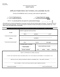 Document preview: Form MVR-27WM Application for a Watermelon License Plate - North Carolina