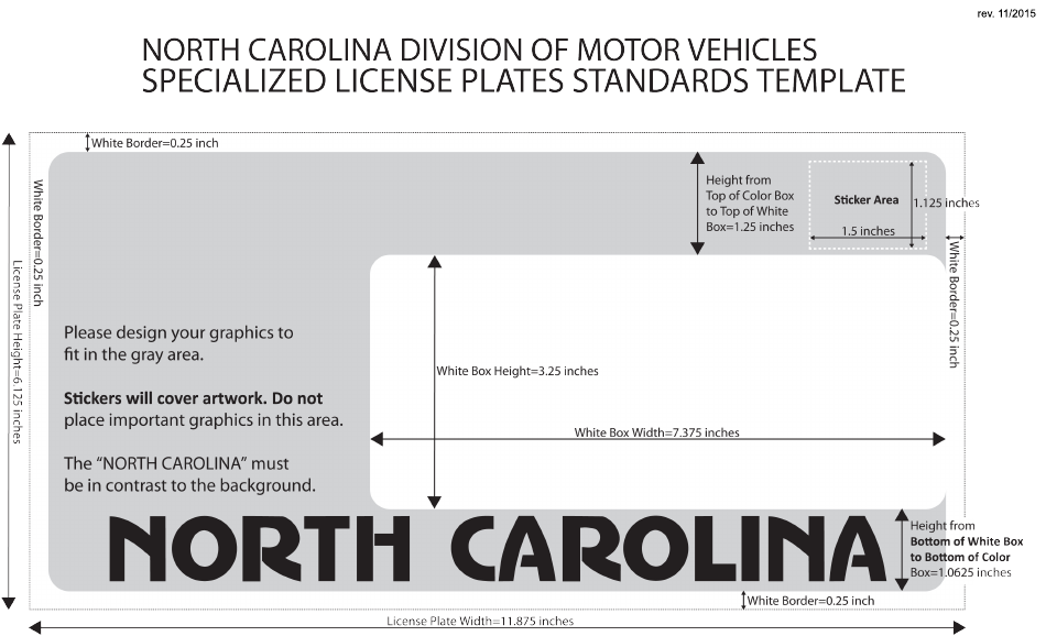 Form MVR-27PPAT Specialized License Plates Standards Template - North Carolina, Page 1