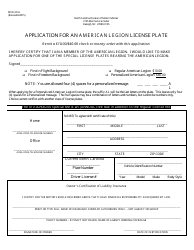 Document preview: Form MVR-27AL Application for an American Legion License Plate - North Carolina