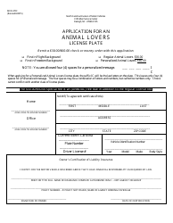 Document preview: Form MVR-27IC Application for an Animal Lovers License Plate - North Carolina