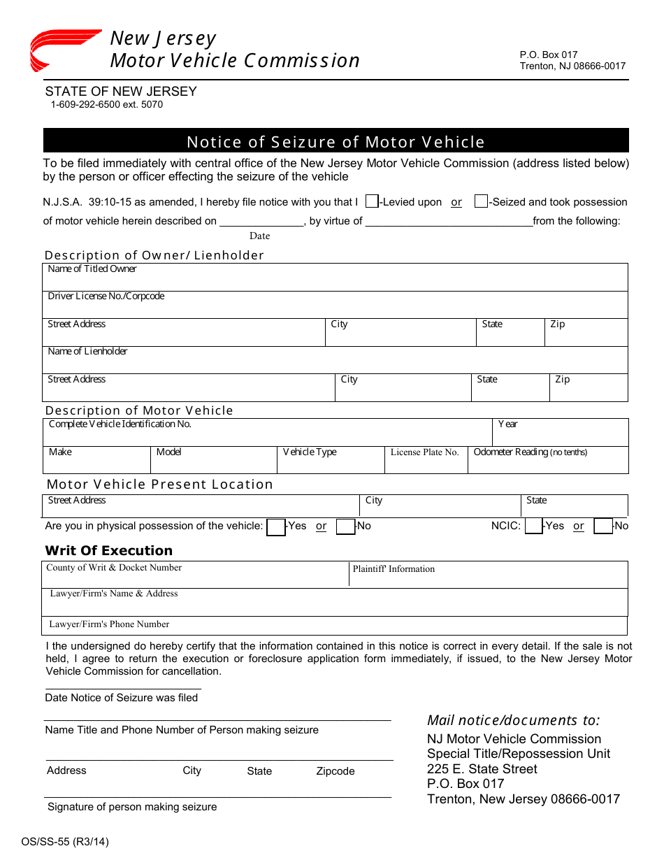 Form OS/SS-55 - Fill Out, Sign Online and Download Fillable PDF, New ...