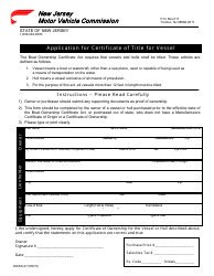 Document preview: Form OS/SS-27 Application for Certificate of Title for Vessel - New Jersey