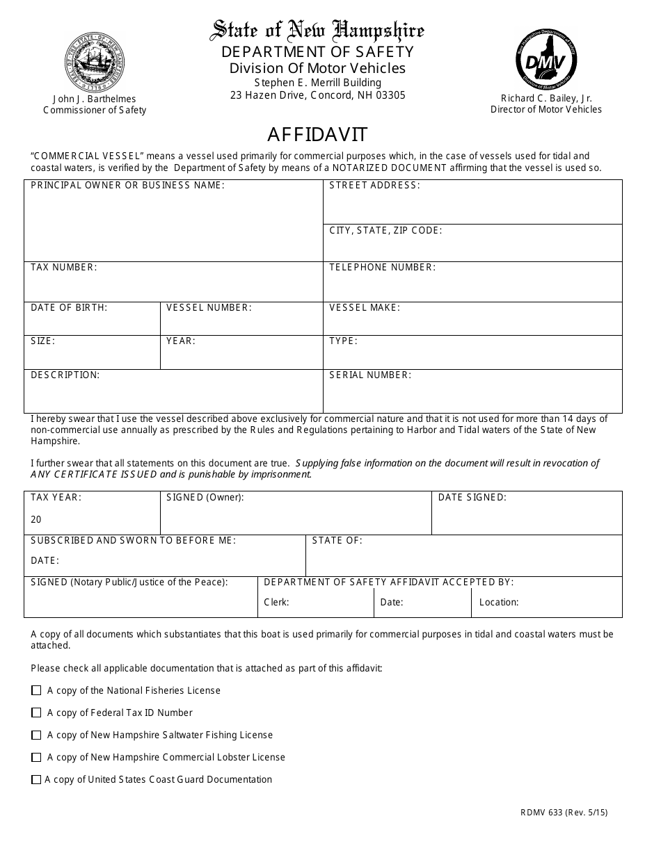 Form RDMV633 Fill Out, Sign Online and Download Printable PDF, New