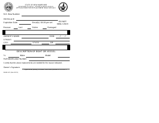 Document preview: Form RDMV415 Application for Replacement Boat Decals - New Hampshire