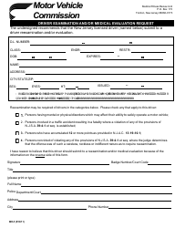 Form MR-5 &quot;Driver Examination and/or Medical Evaluation Request&quot; - New Jersey