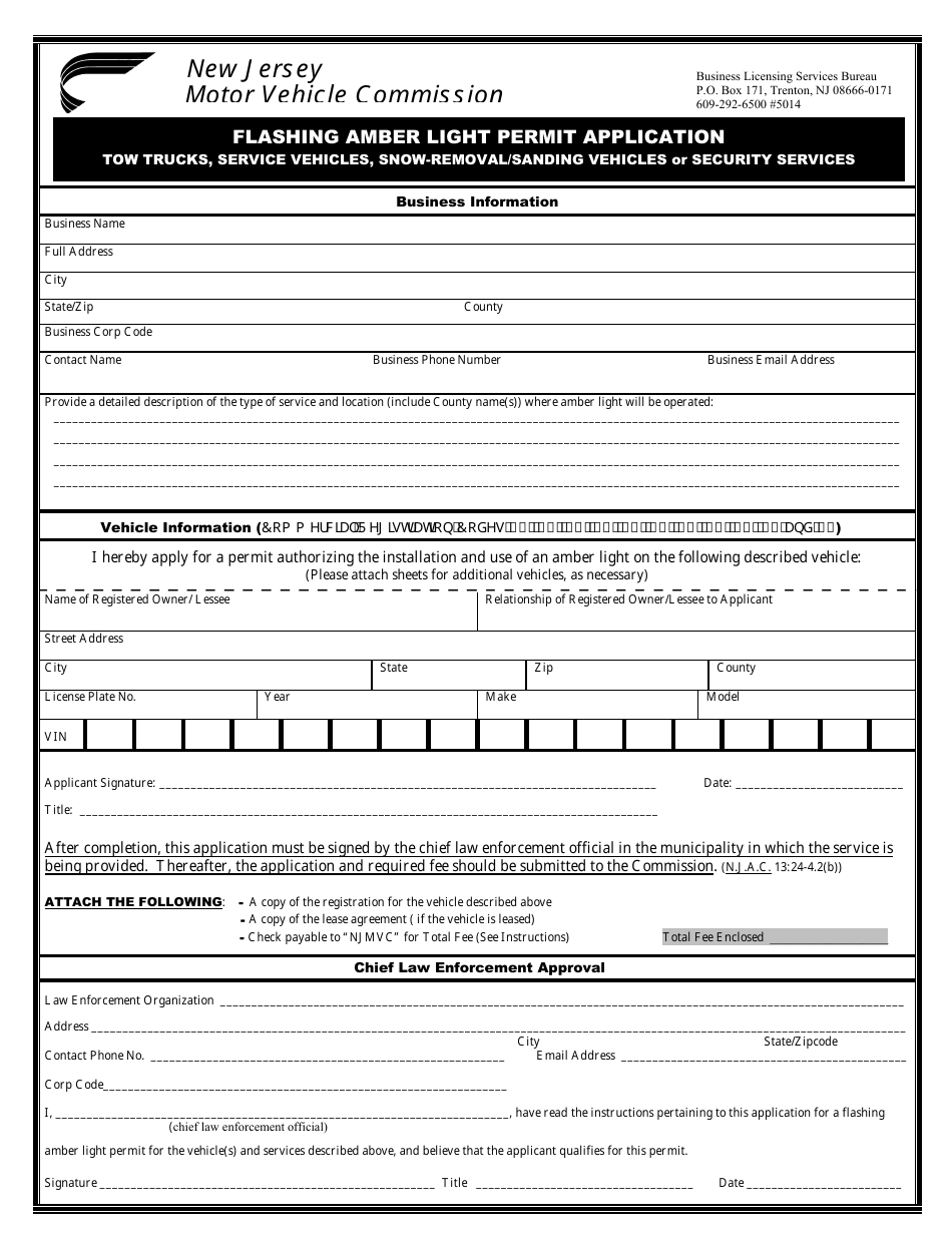 Form BLS-34 Flashing Amber Light Permit Application - New Jersey, Page 3
