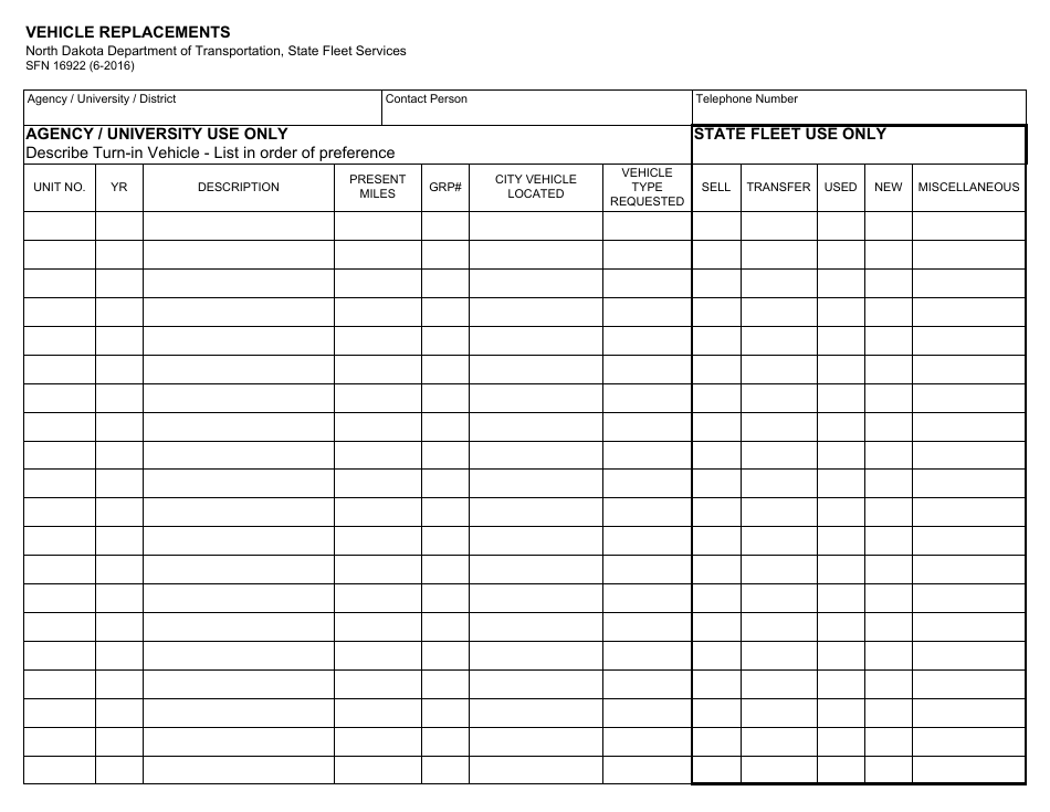 Form SFN16922 - Fill Out, Sign Online and Download Fillable PDF, North ...