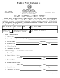 Document preview: Form DSMV291 Driver Education Accident Report - New Hampshire