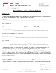 Document preview: Form GU-41A Application for Special Road Crossing Permit - Section a - New Jersey