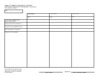 Document preview: Form SFN16589 Final Estimate Progress Report - North Dakota