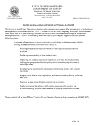 Form DSMV596 Professional Development Approval Request - New Hampshire