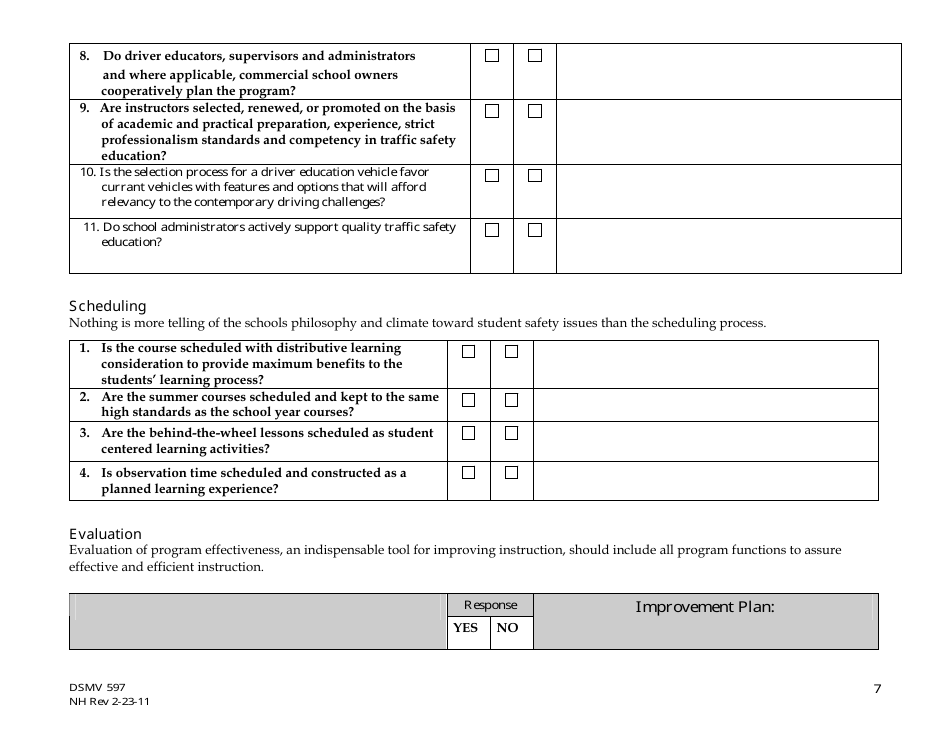 Form DSMV597 Program Self Assessment Tool - New Hampshire, Page 7