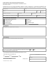 Document preview: Form SFN52243 Subcontractor Registration Request - North Dakota