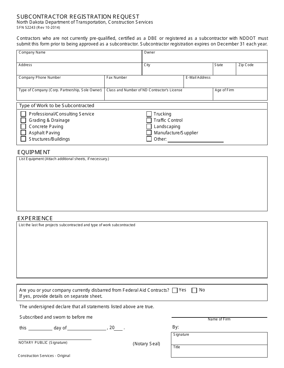 Form SFN52243 - Fill Out, Sign Online and Download Fillable PDF, North ...