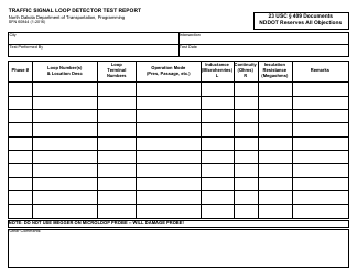 Form SFN60844 &quot;Traffic Signal Loop Detector Test Report&quot; - North Dakota