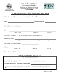 Document preview: Form RDMV135 Conservation Plate Gift Certificate Application - New Hampshire