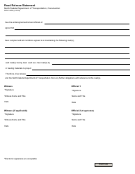Document preview: Form SFN14458 Road Release Statement - North Dakota