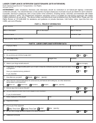 Form SFN9426 Labor Compliance Interview Questionaire (Site Interview) - North Dakota