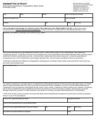 Document preview: Form SFN60662 Indemnifying Affidavit - North Dakota