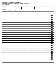 Document preview: Form SFN61067 Field Lab Equipment Checklist - North Dakota