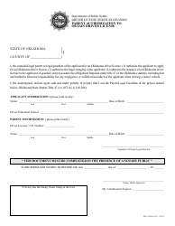 Document preview: Form DPS300DLS 0112 Parent Authorization to Obtain Driver License - Oklahoma