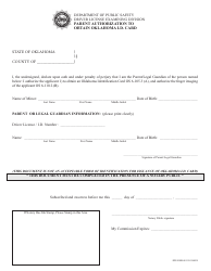 Document preview: Form DPS300DLX 0113 Parent Authorization for Oklahoma Id Card - Oklahoma