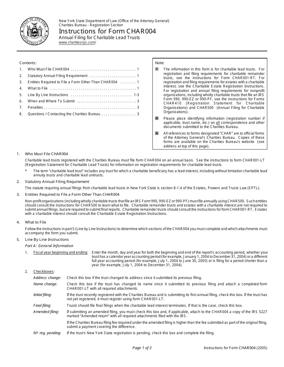 Download Instructions for Form CHAR004 Annual Filing for Charitable ...