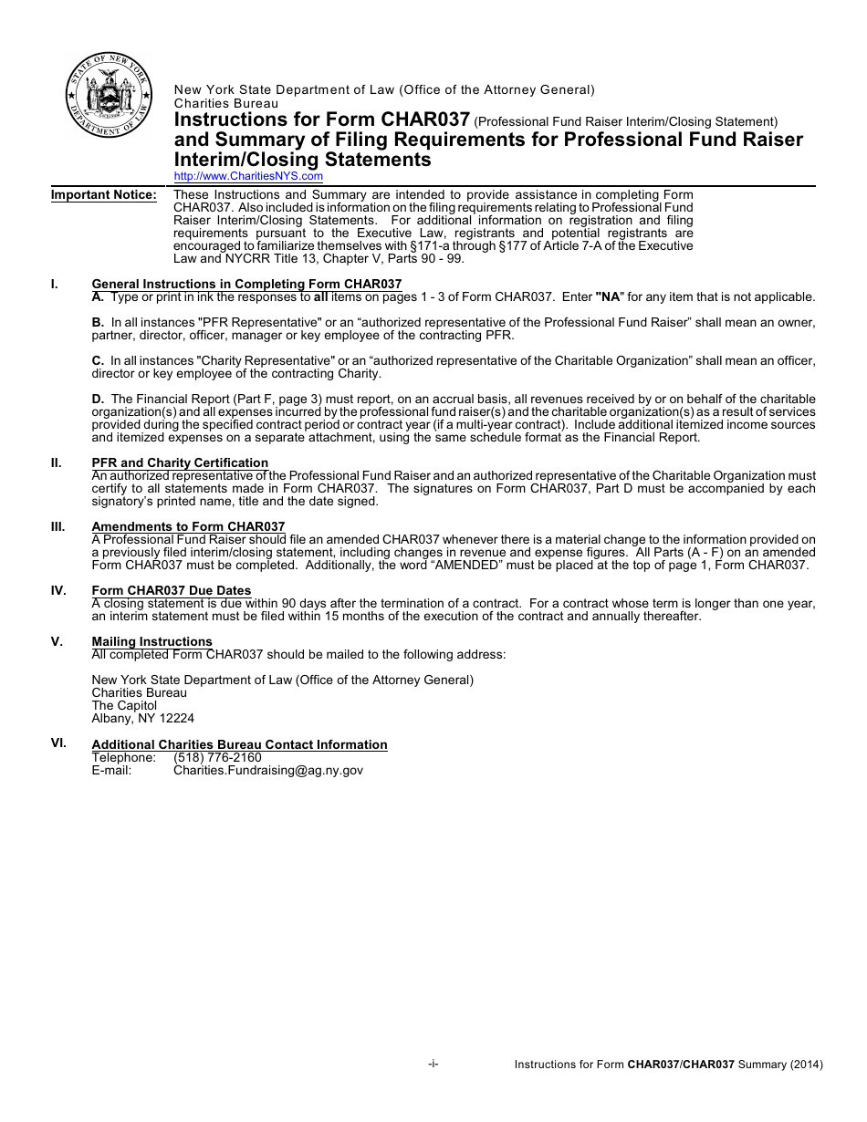 Form CHAR037 Professional Fundraising Interim / Closing Statement - New York, Page 4